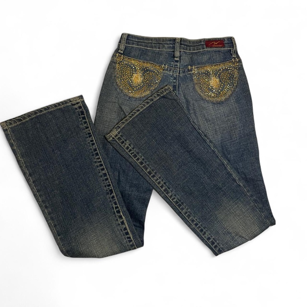 Y2K rhinestone low rise flare jeans